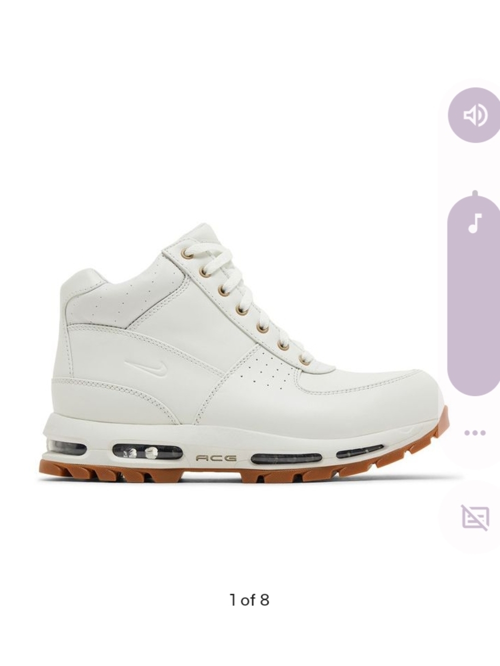 Nike ACG White Leather Godome High-Top Boots with Gum Sole - Picture 2 of 4
